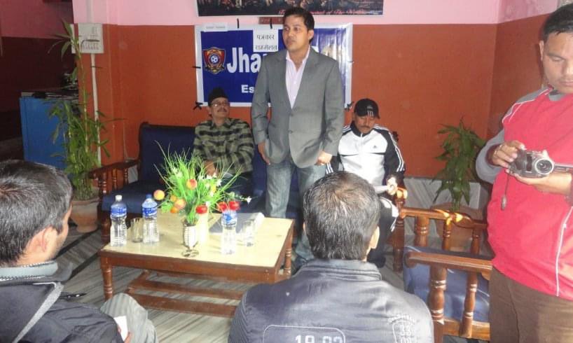 Jhapa FC President Arpan B. Khadka during a press meet in 2011 AD.