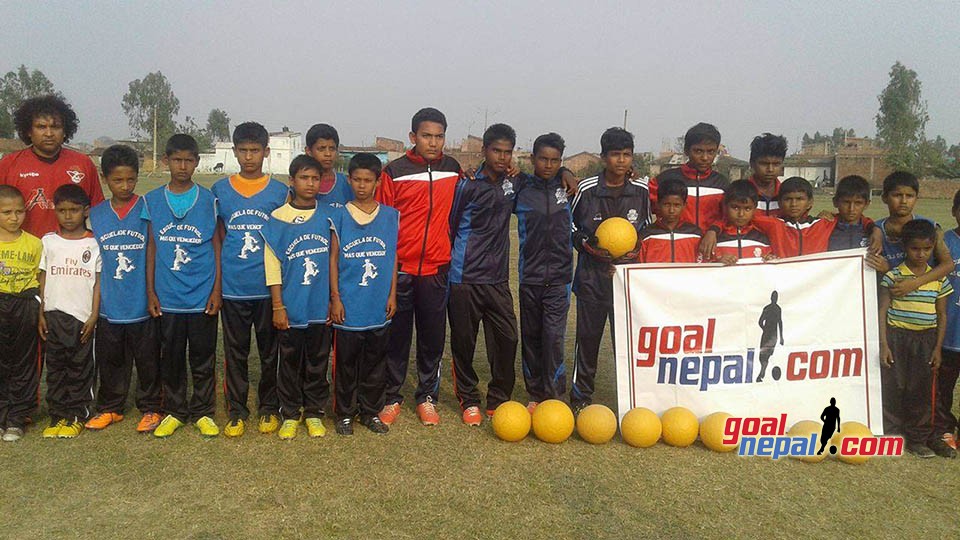 GoalNepal Foundation Donates 10 Indestructible Footballs, A Set Of Jersey, 13 Tracksuits & 30 Lowers To Dhanusha Football Academy