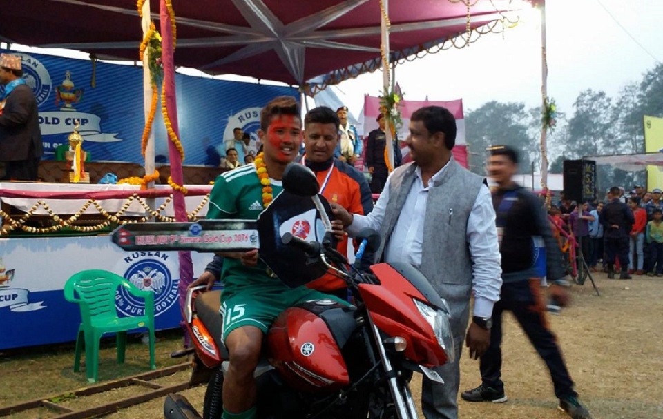 Dinesh Henjan Adjudged The Most Valuable Player; Receives One Motorbike