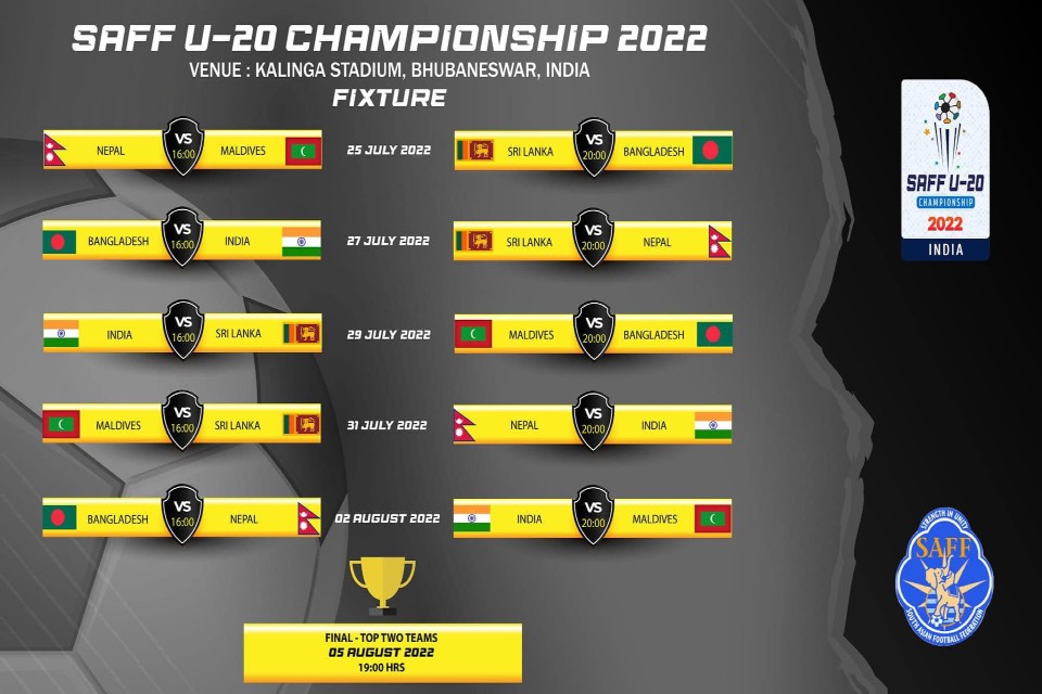 SAFF U20 Championship From July 25; Nepal Vs Maldives In The Opener  