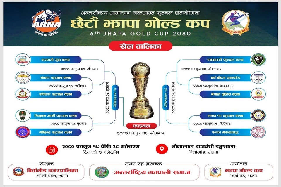 6th Jhapa Gold Cup Match Fixtures Revealed