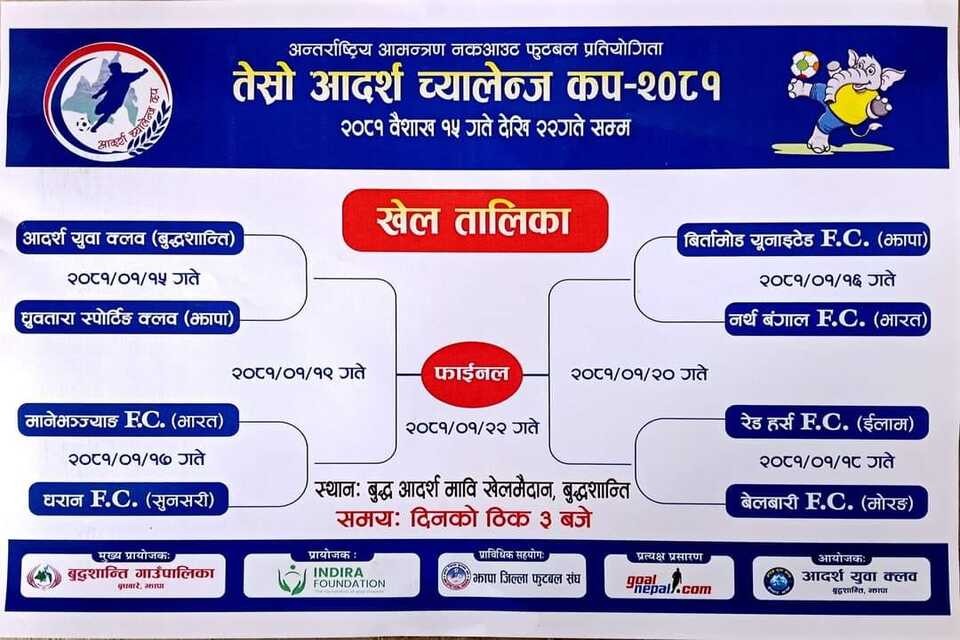 Jhapa: 3rd Adarsh Challenge Cup Match Fixtures Revealed